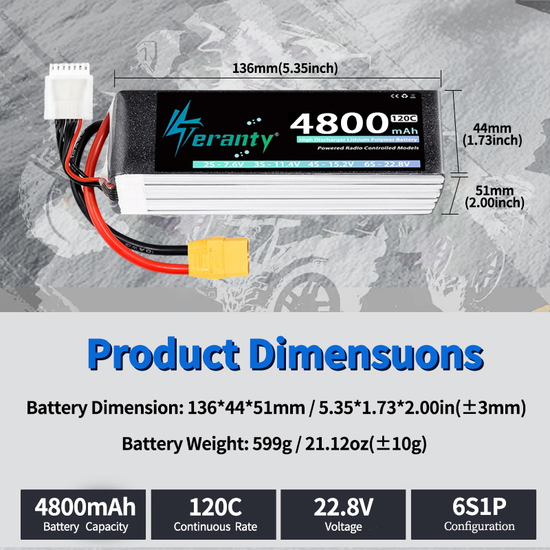 Batteria Lipo TERANTY 6S 4800m - Drone Battery Connector recensione e prezzo